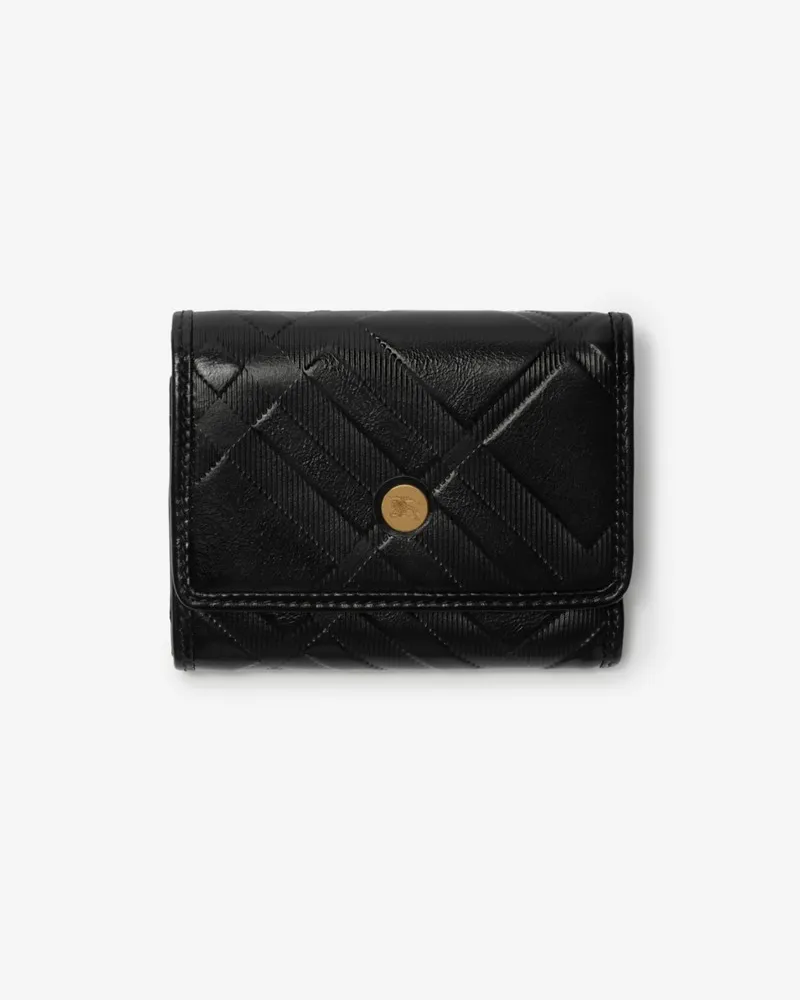 Burberry Kleine Faltbrieftasche mit geprägtem Karomuster Schwarz