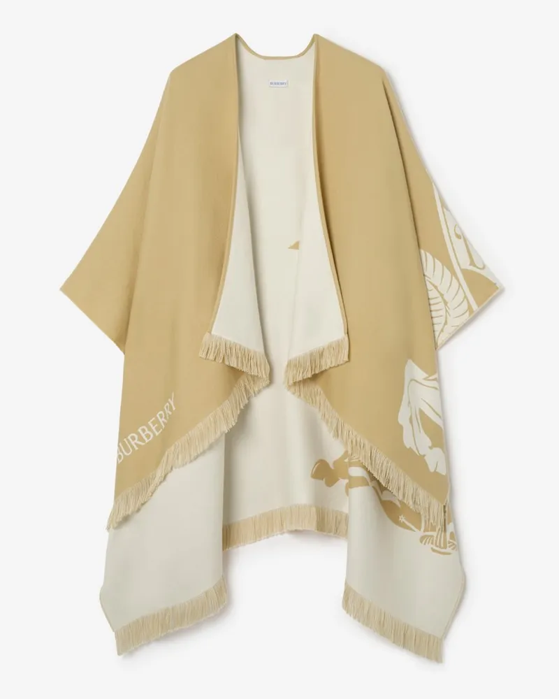 Burberry Cape aus Wolle, Seide und Kaschmir mit EKD-Motiv Sand-beige