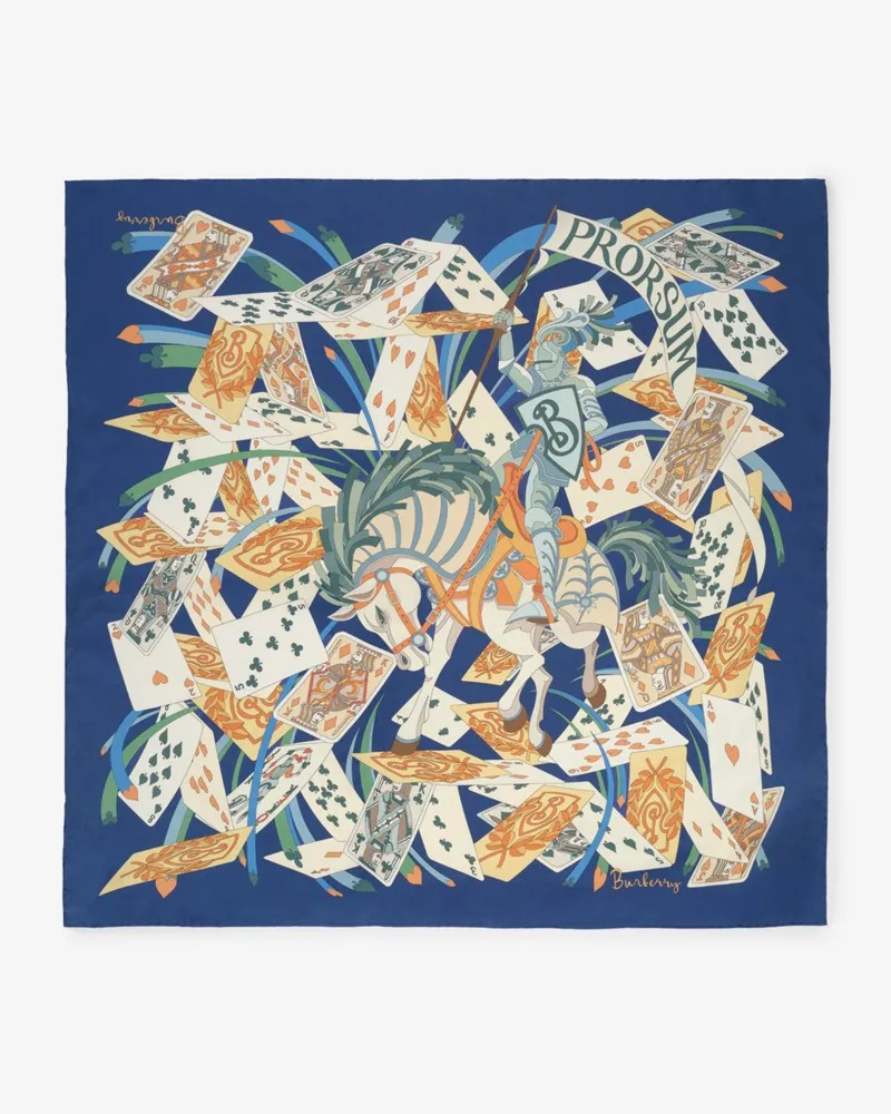 Burberry Seidenschal mit Spielkarten-Motiv Maritime-blau