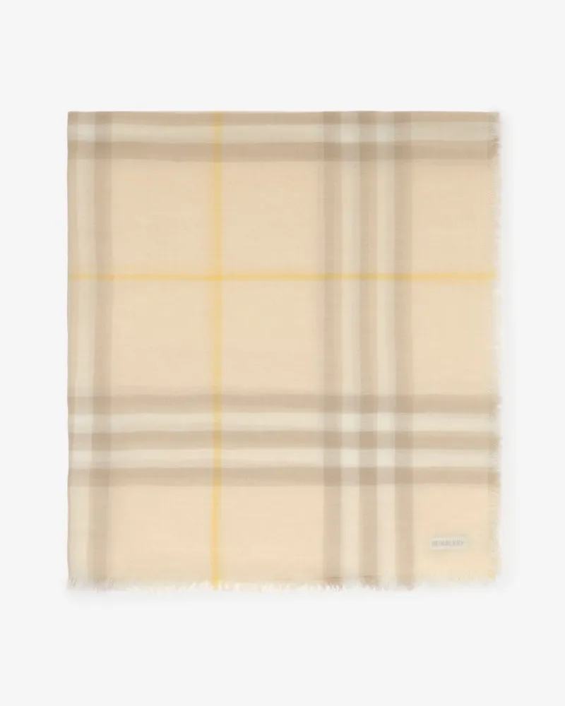 Burberry Breiter Wollschal in Check Custard-beige