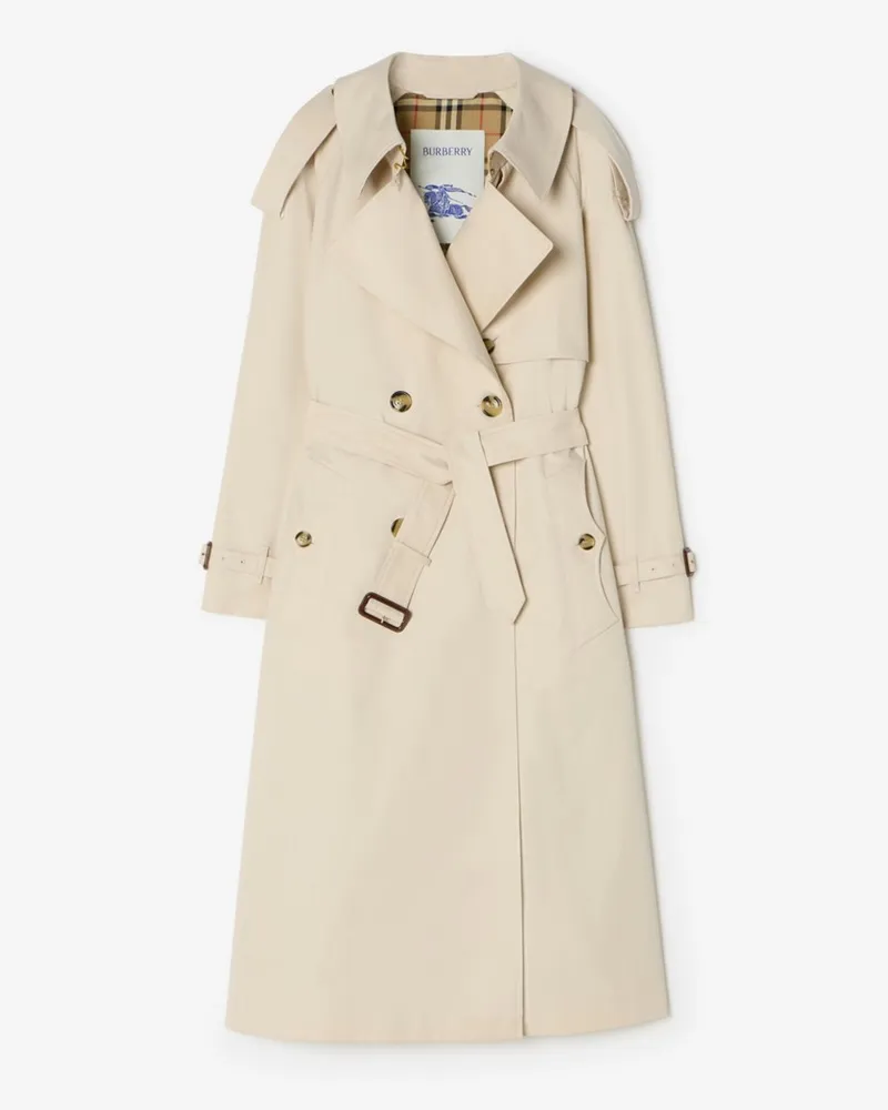 Burberry Langer Trenchcoat „Fitzrovia“ aus Gabardine , Size Beige