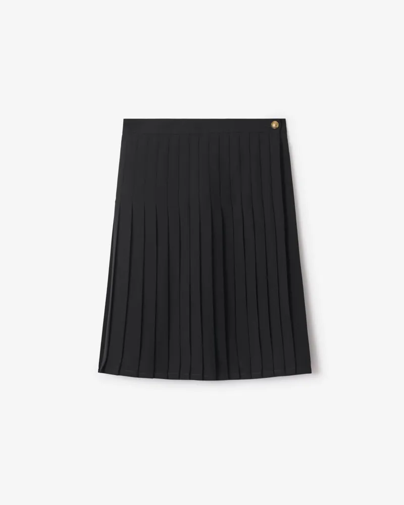 Burberry Wollmisch-Midirock mit Falten Schwarz