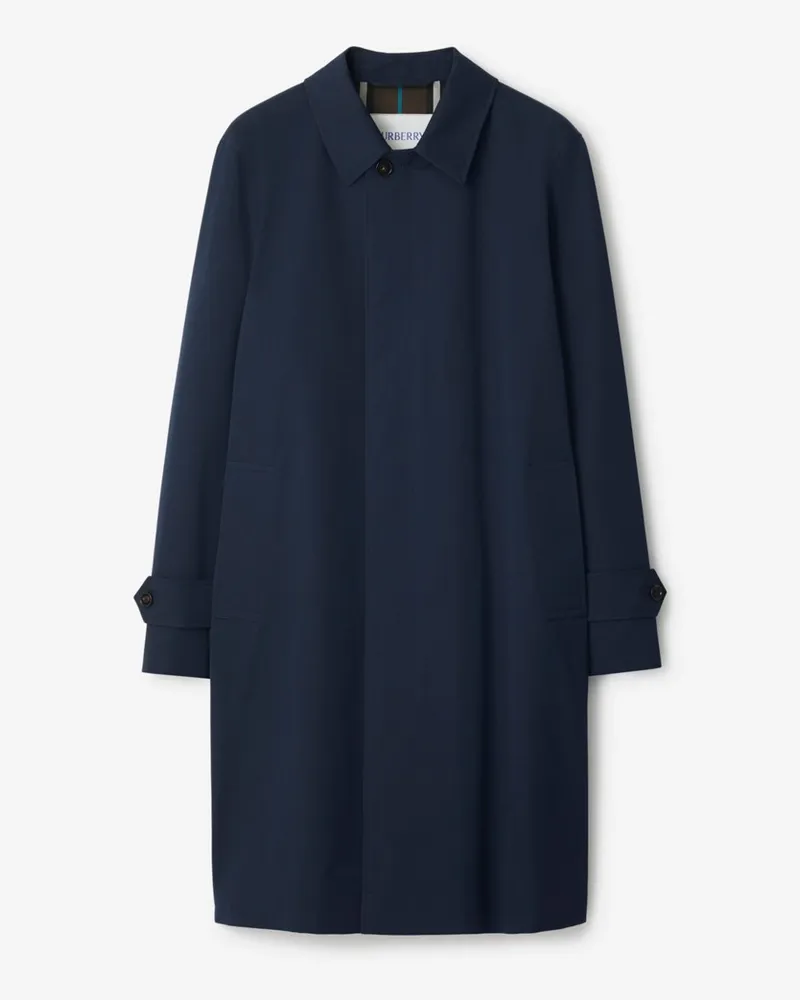 Burberry Langer Car Coat aus Gabardine Storm-blau