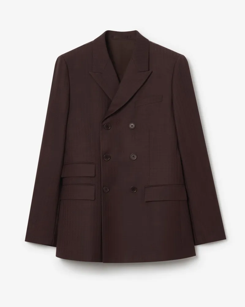 Burberry Elegantes Woll-Mohair-Jackett im Streifenmuster , Size Log-braun