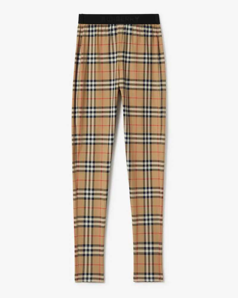 Burberry Leggings aus Stretchjersey in Check Vintage-beige