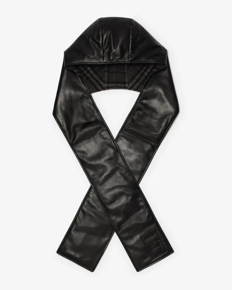 Burberry Kapuzenschal aus Leder Schwarz