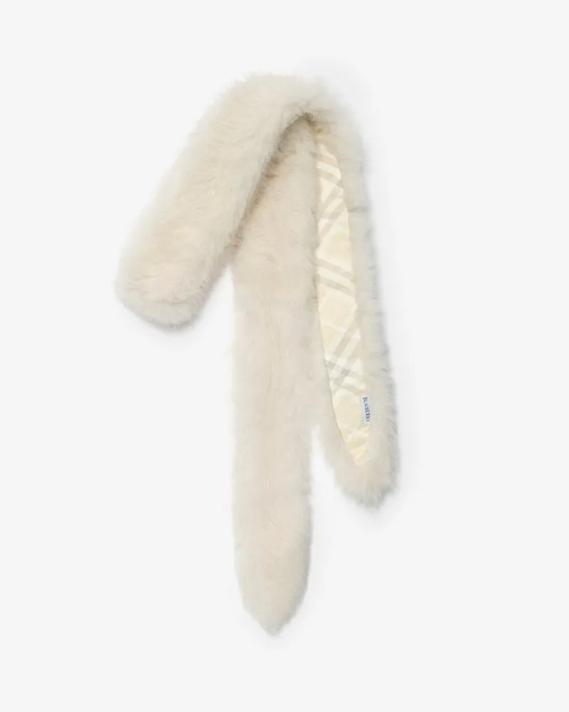 Burberry Schmaler Lammfellschal Ivory-weiß