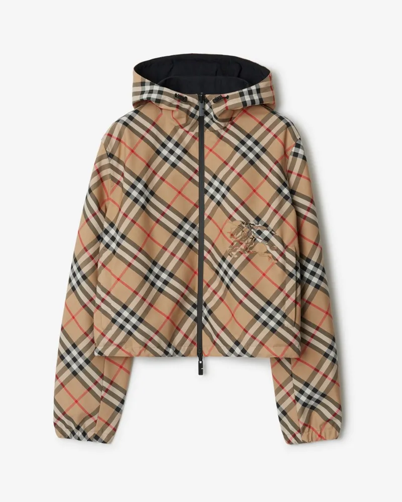 Burberry Wendbare Cropped-Jacke in Check , Size Sand