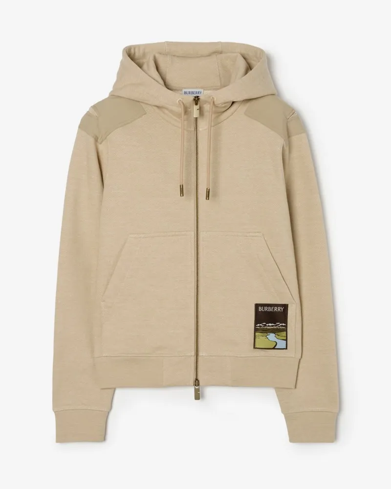 Burberry Baumwoll-Kapuzenjacke mit Landschaftsmotiv Dune-beige