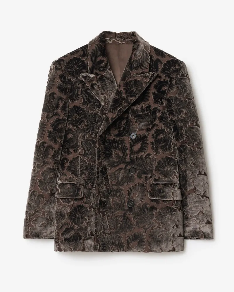 Burberry Samtjackett mit Rankenmuster , Size Bear-braun