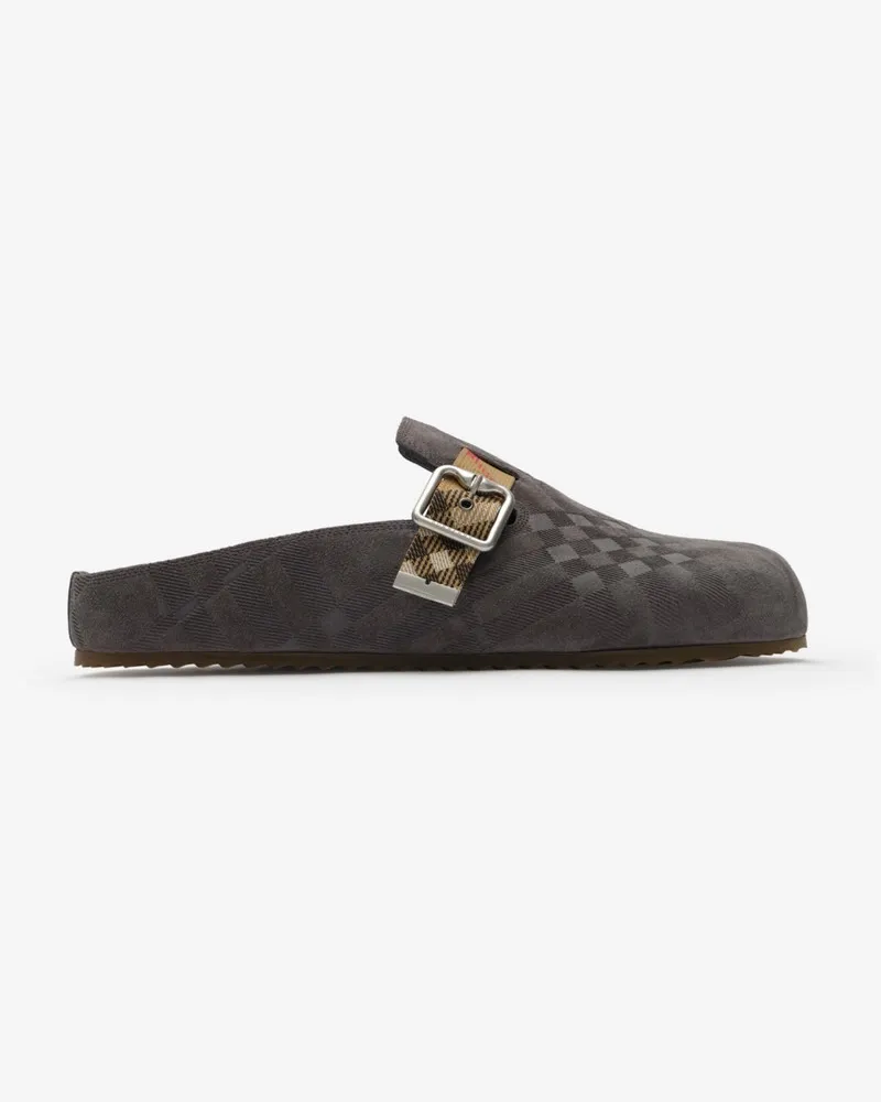 Burberry Clogs „Urchin“ aus Veloursleder mit Karomuster , Size Wave-blau