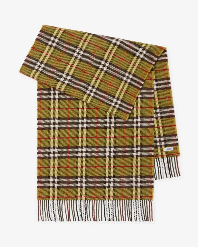 Burberry Schal aus britischer Wolle in Check Khaki-grün