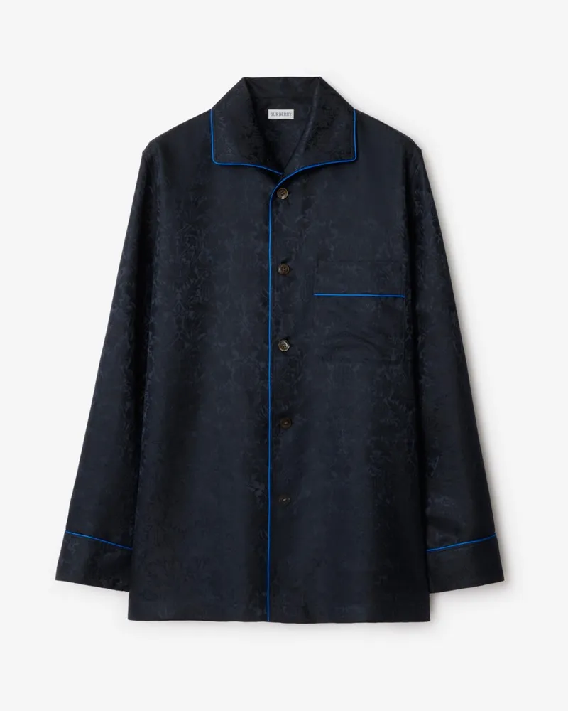 Burberry Seiden-Pyjamaoberteil mit Sonnenblumen Silhouette-schwarz