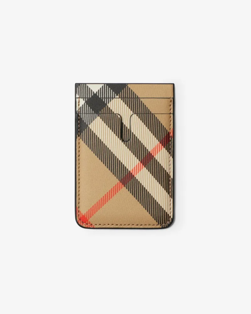 Burberry Magnetisches Kartenetui in Check Sand