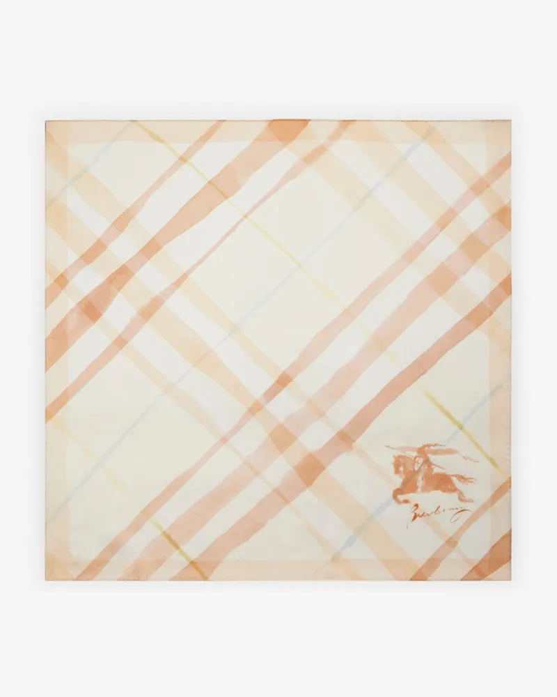 Burberry Seidenschal in Check in Aquarelloptik Shell