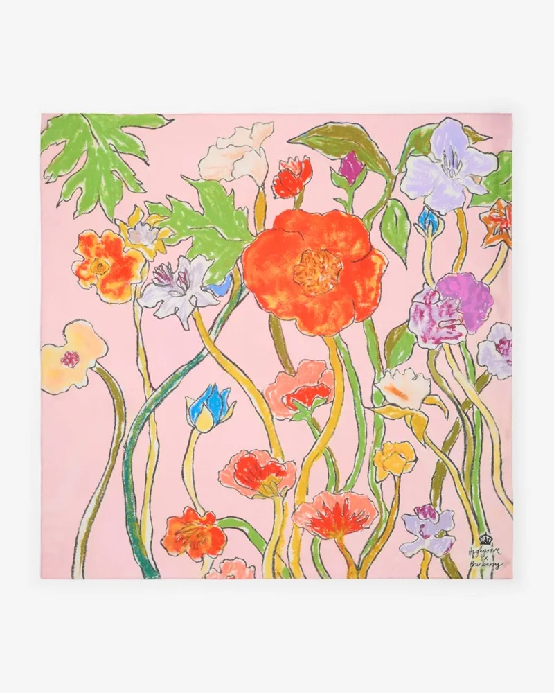 Burberry Seidenschal mit Highgrove-Blumenmotiv Rosa