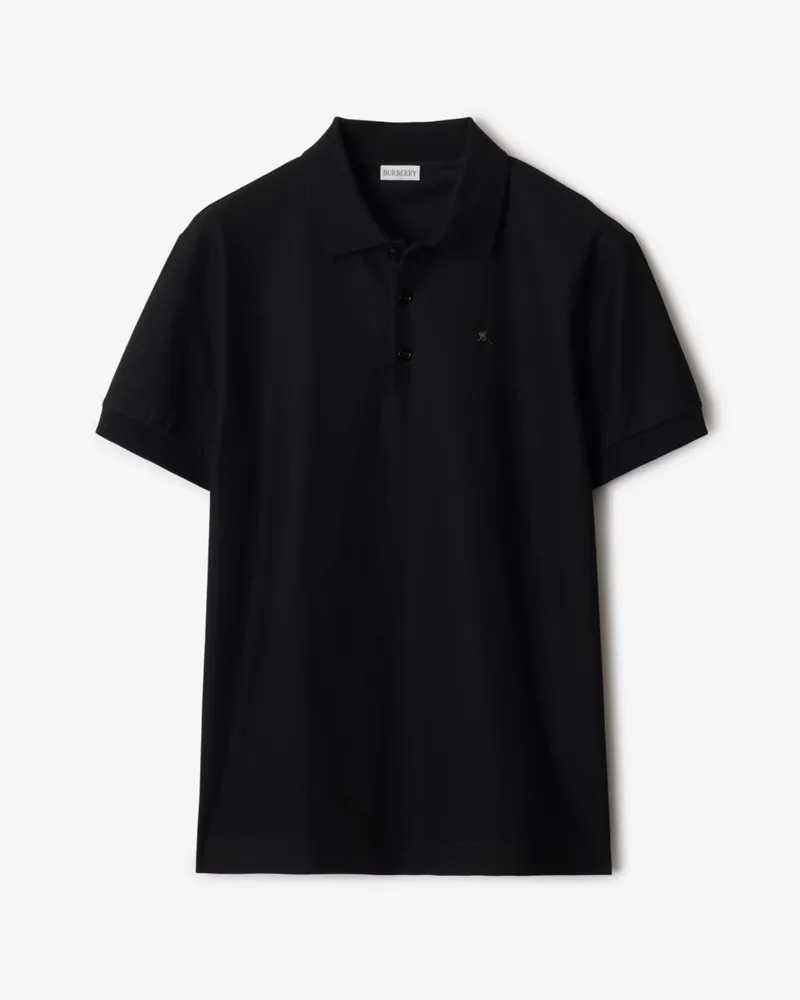 Burberry Baumwoll-Poloshirt mit Knight aus Metall , Size Black