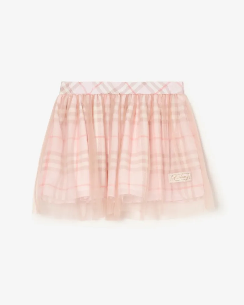 Burberry Seidenrock in Check , Size Quartz-rosa