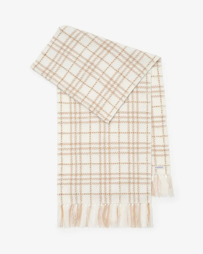 Burberry Bouclé-Schal in Check Naturweiß