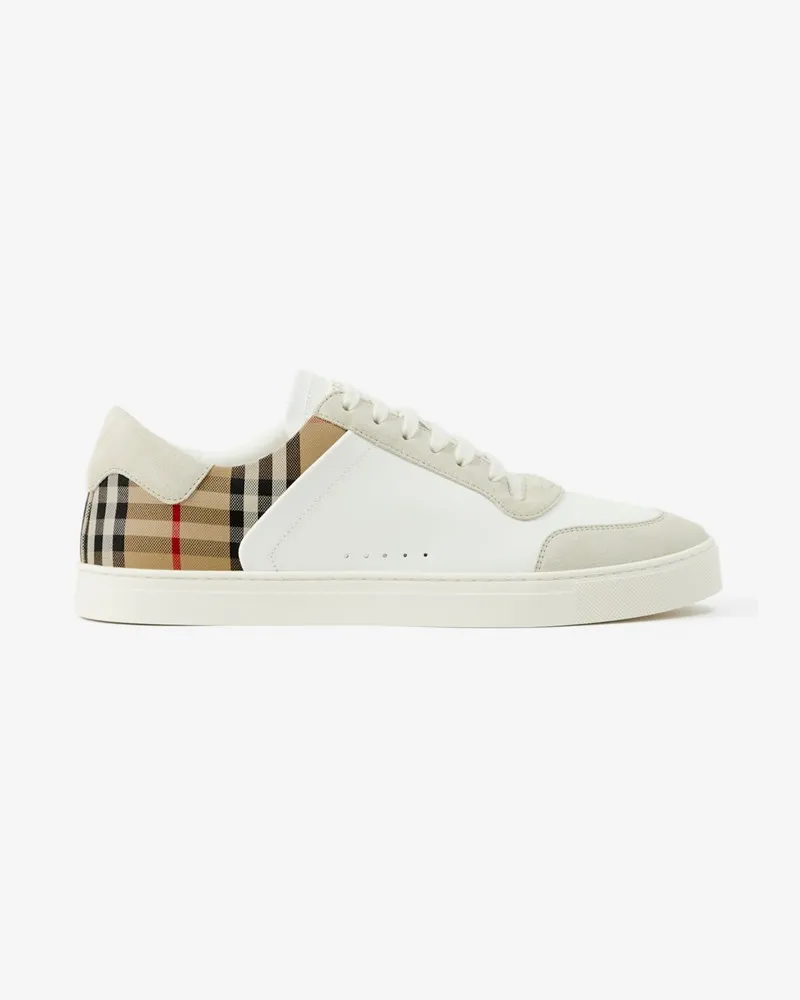 Burberry Sneaker aus Leder, Veloursleder und Check-Gewebe , Size Ntwht