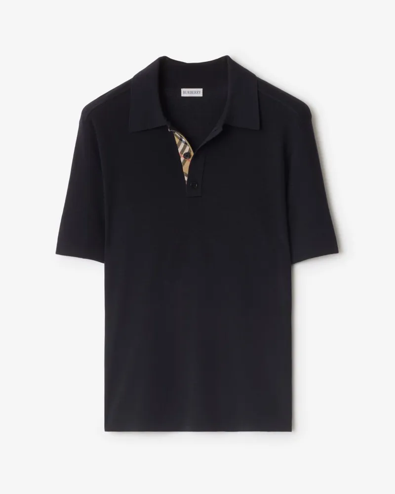Burberry Poloshirt aus Wolle Marineblau