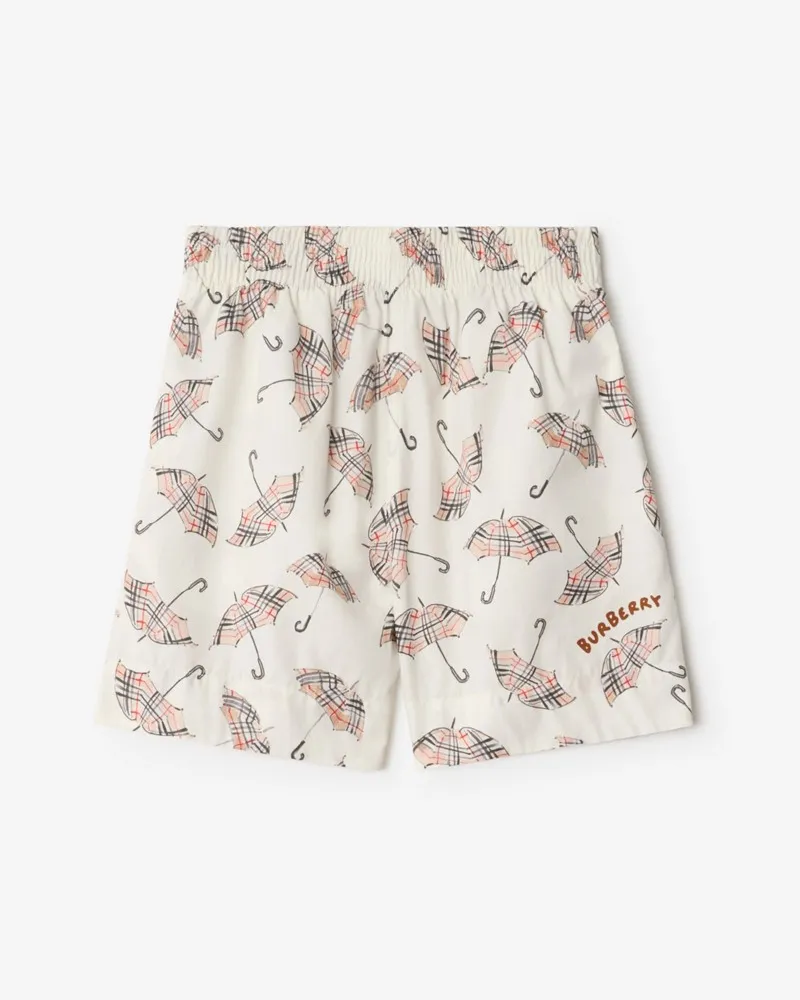 Burberry Baumwollshorts mit Regenschirm-Motiv Calico-weiß