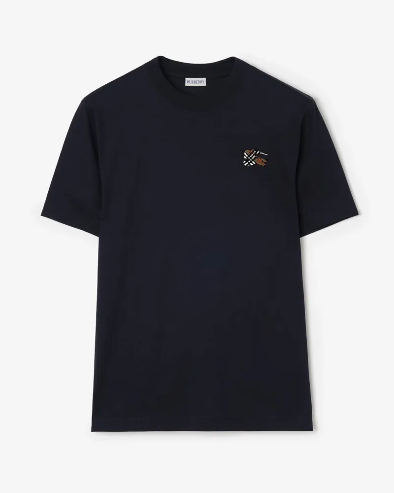 Burberry Baumwoll-T-Shirt mit Knight , Size Navy
