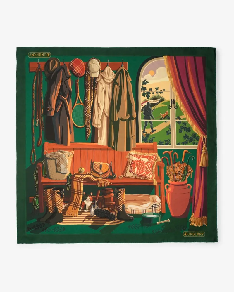 Burberry Seidenschal „Knight  Day Clover-grün