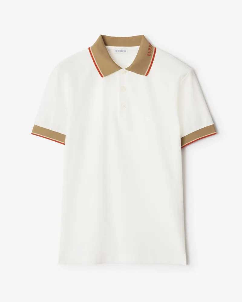 Burberry Baumwoll-Poloshirt mit Logo-Kragen , Size Chalk-weiß