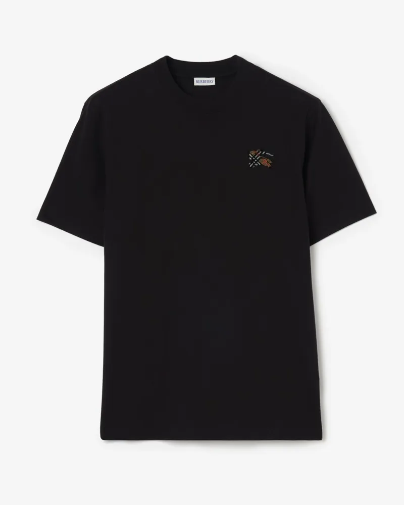 Burberry Baumwoll-T-Shirt mit Knight , Size Black