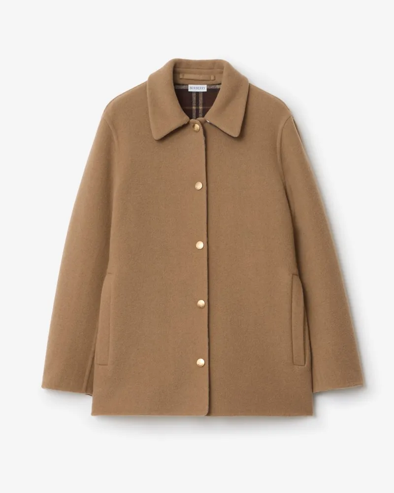 Burberry Hemdjacke aus Wolle Camel-braun