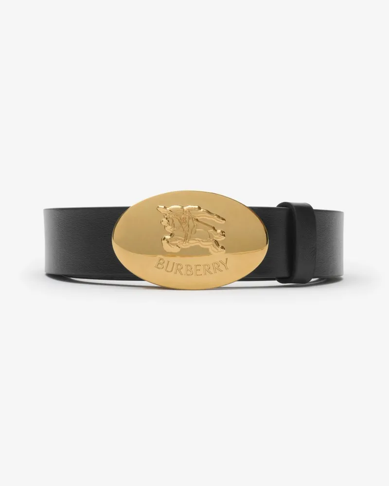 Burberry Wendbarer Ledergürtel mit Oval Knight Stamp Schwarz