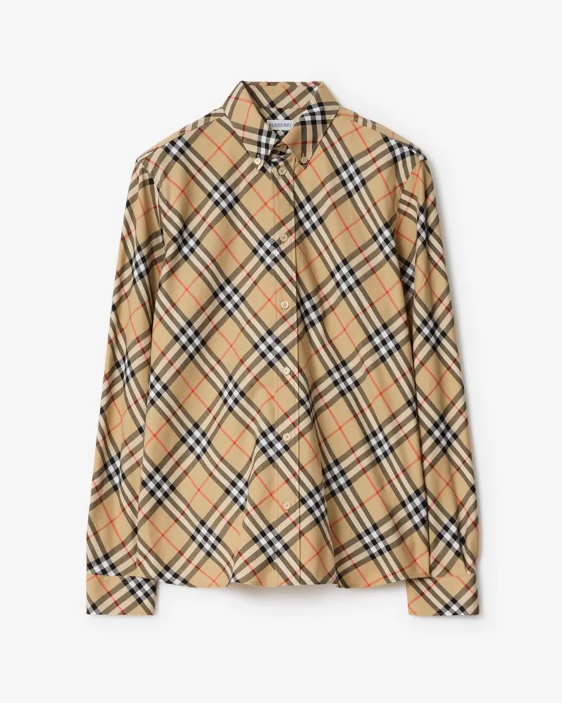 Burberry Legeres Baumwollflanellhemd in Check , Size Sand-beige