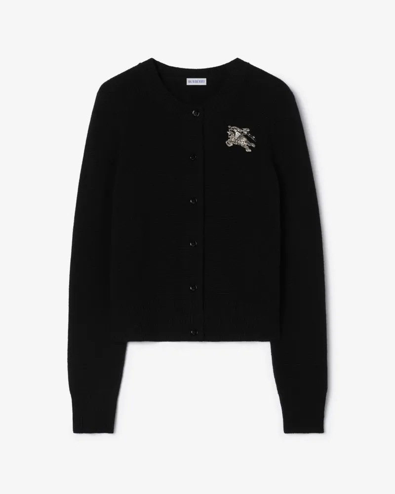 Burberry Woll-Kaschmir-Cardigan mit Rittermotiv Black