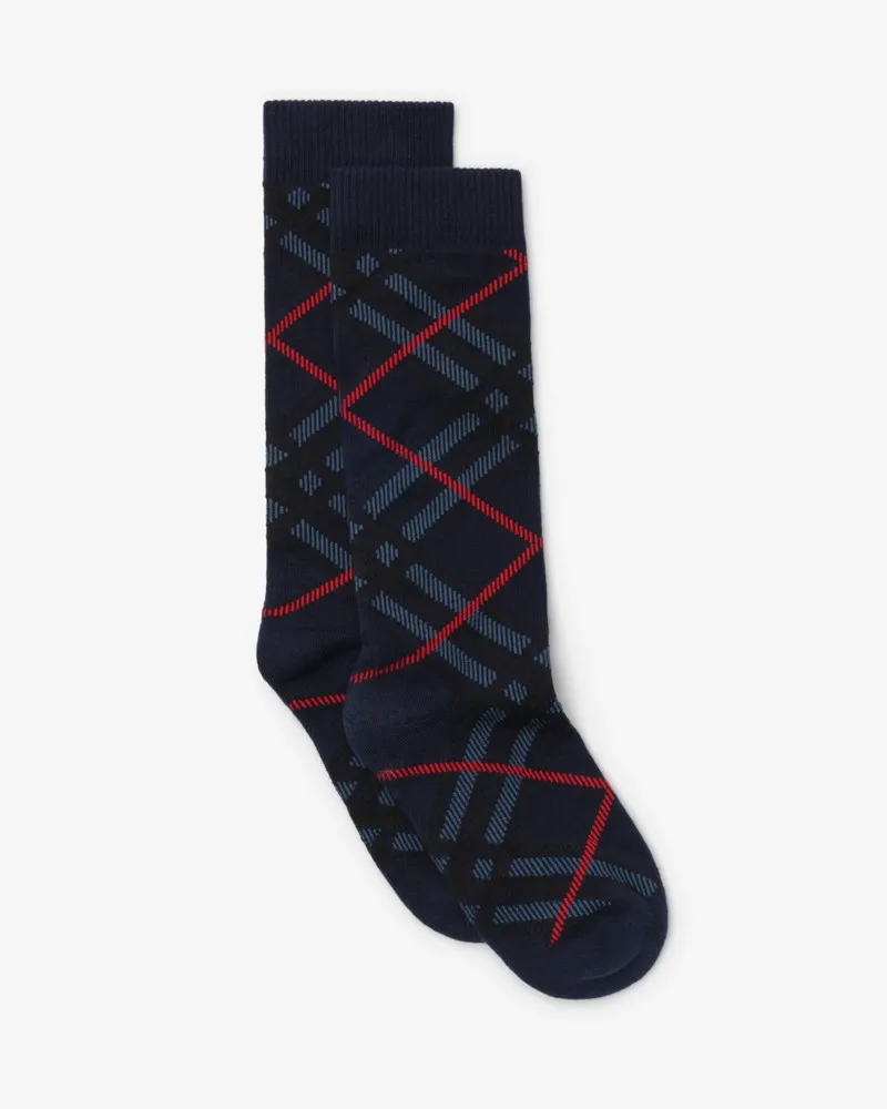 Burberry Baumwollmisch-Socken in Check Bugle-blau