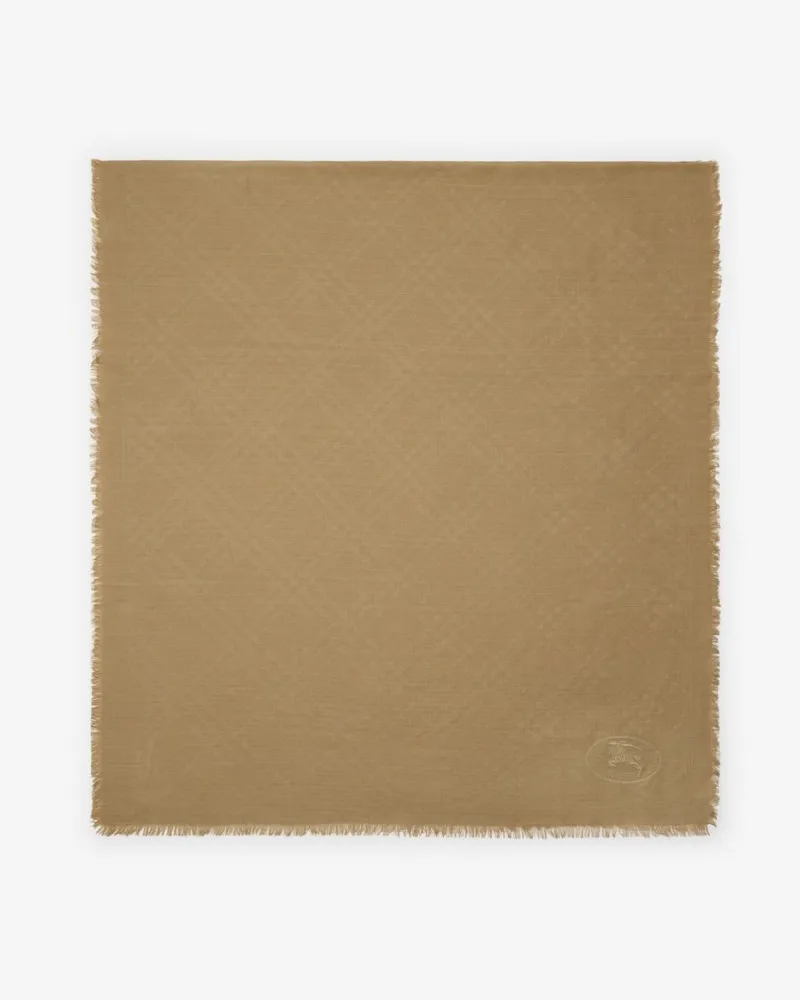 Burberry Breiterer Schal aus Wolle und Seide in Check Sand-beige