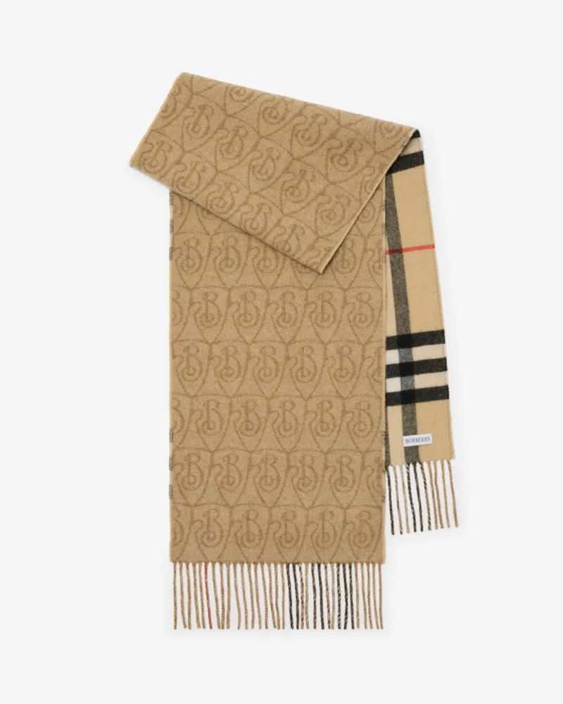 Burberry Wendbarer Kaschmirschal mit B Shield-Motiv Sand