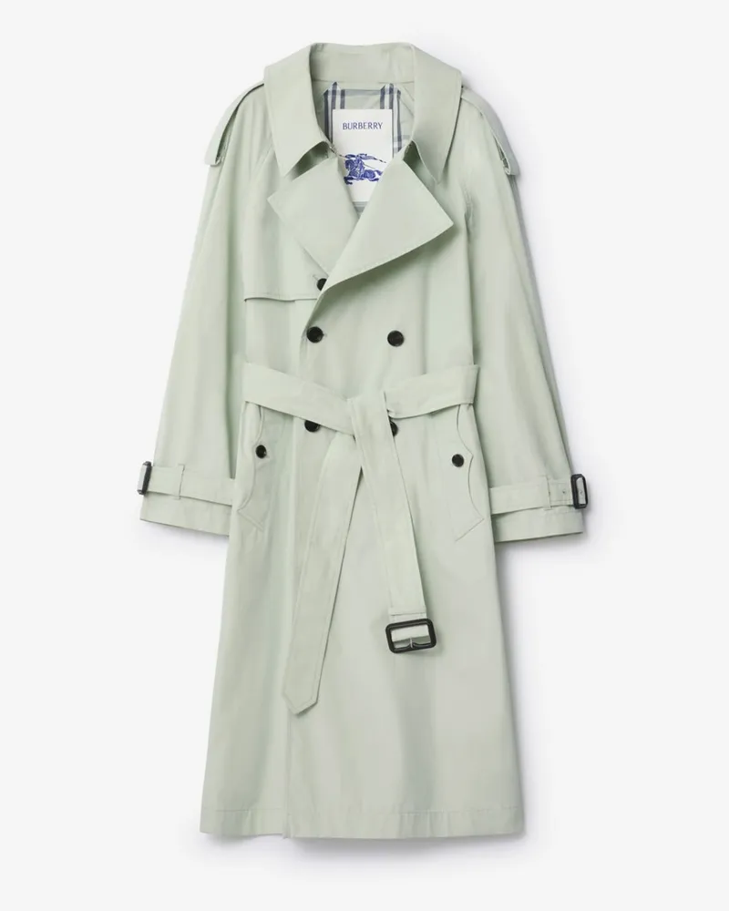 Burberry Langer Trenchcoat „Fitzrovia“ aus Baumwollcanvas , Size Seafoam-grün