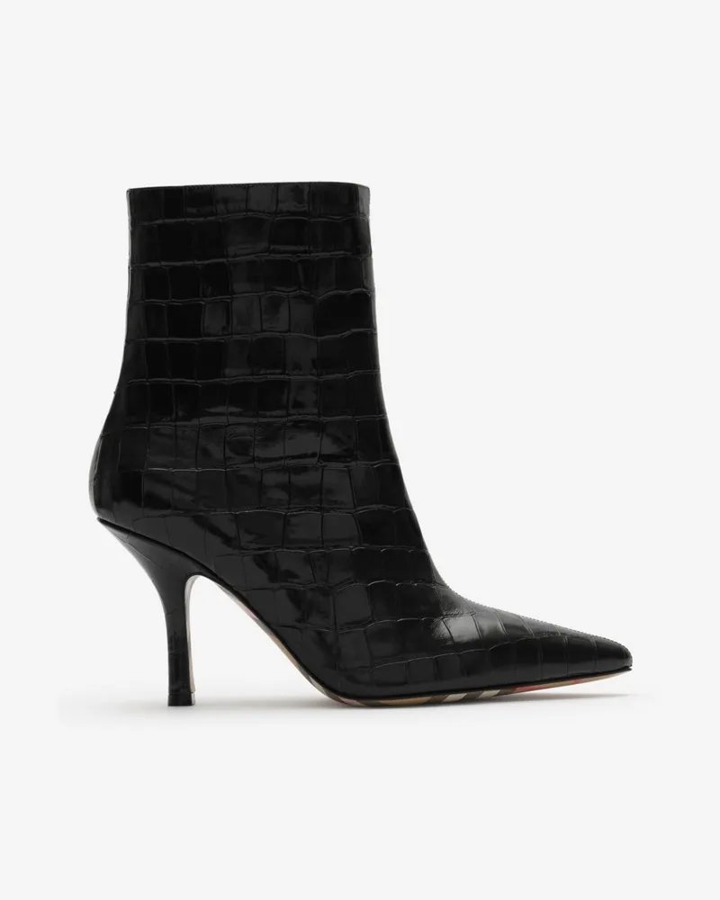 Burberry Stiefeletten „Dame“ aus Leder in Krokodilleder-Optik , Size Black