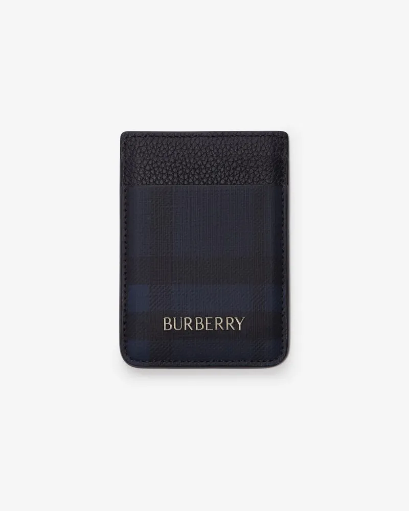 Burberry Magnetisches Kartenetui „City “mit Check-Akzent Marineblau