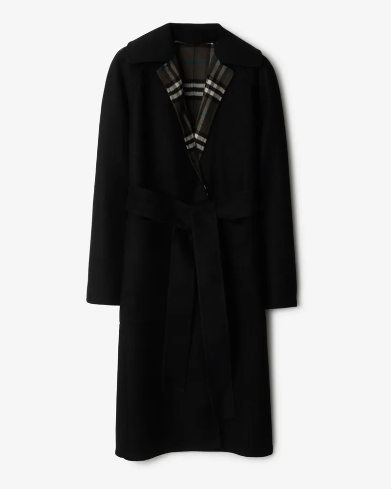 Burberry Wendbarer Wickelmantel aus Wolle Schwarz