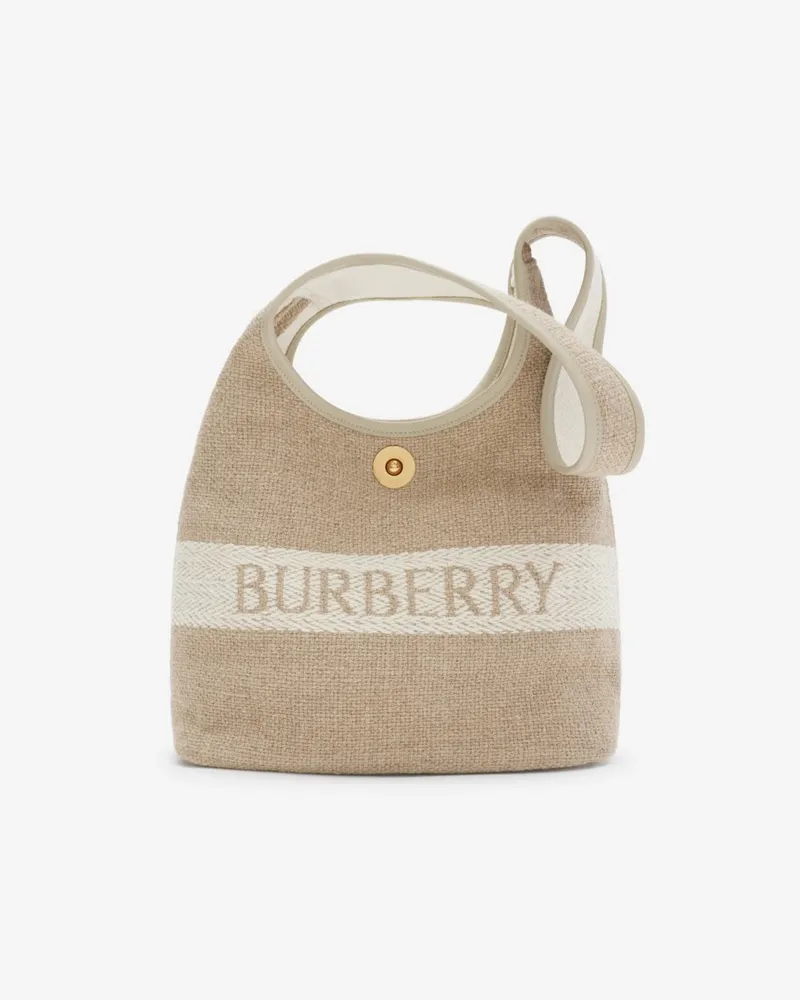 Burberry Kleine Canvas-Schultertasche mit Logo Naturfarben