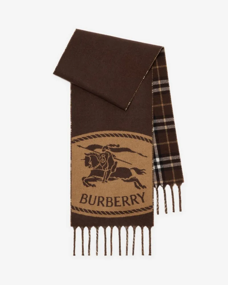 Burberry Wendbarer Schal mit Knight Stamp Treacle-braun