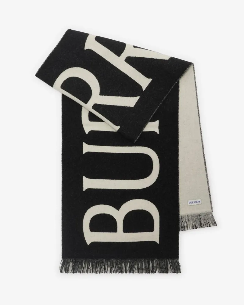 Burberry Wollschal mit Logo Black