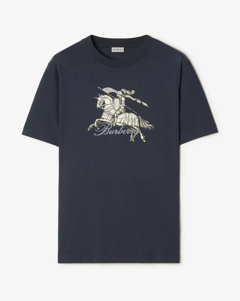 Burberry Baumwoll-T-Shirt mit Knight-Radierung , Size Horizon