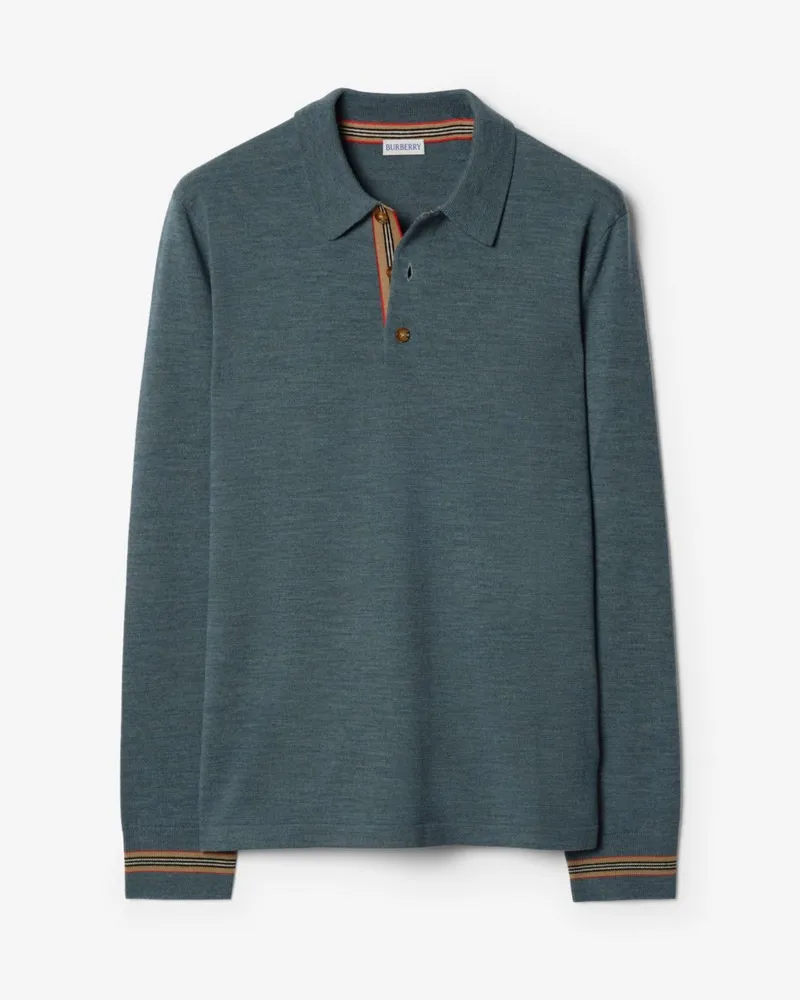Burberry Langärmeliges Poloshirt aus Wolle , Size Meliertes