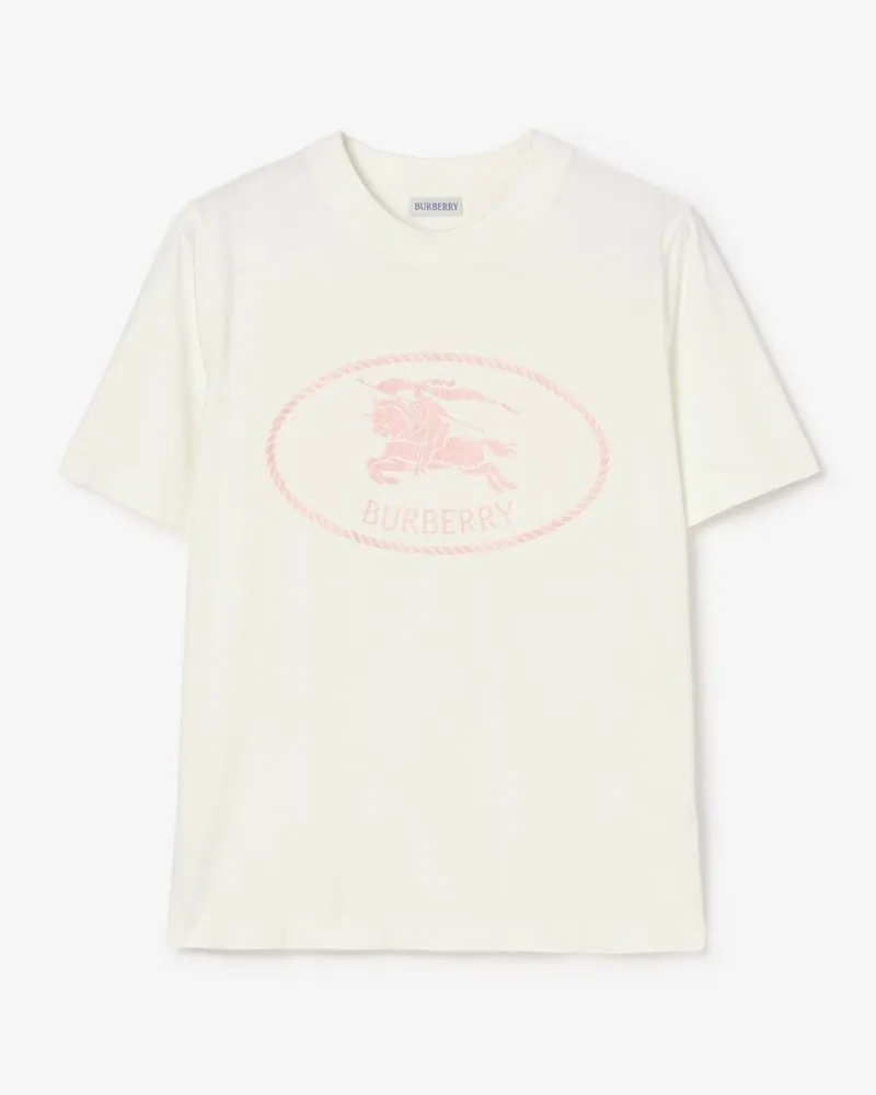 Burberry Baumwoll-T-Shirt mit Knight Stamp Chalk