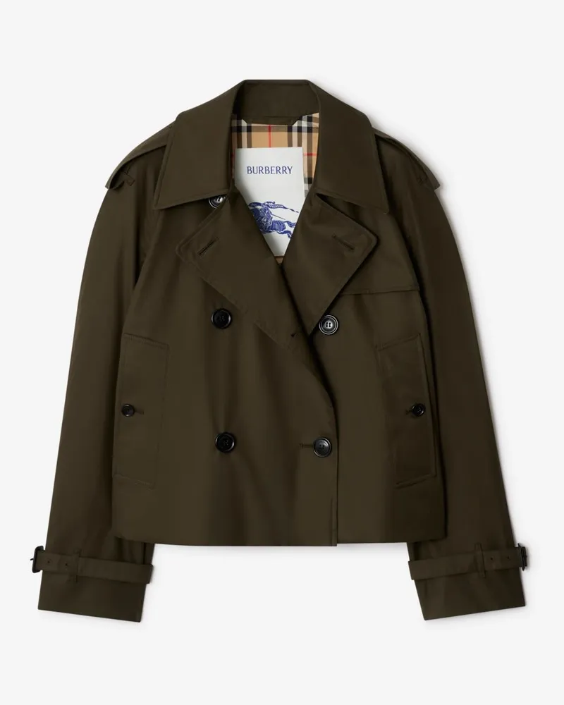 Burberry Cropped-Trenchjacke aus Tropengabardine Green-grün