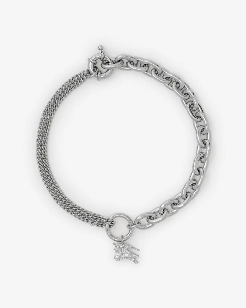 Burberry Doppeltes Gliederarmband mit Knight Silver