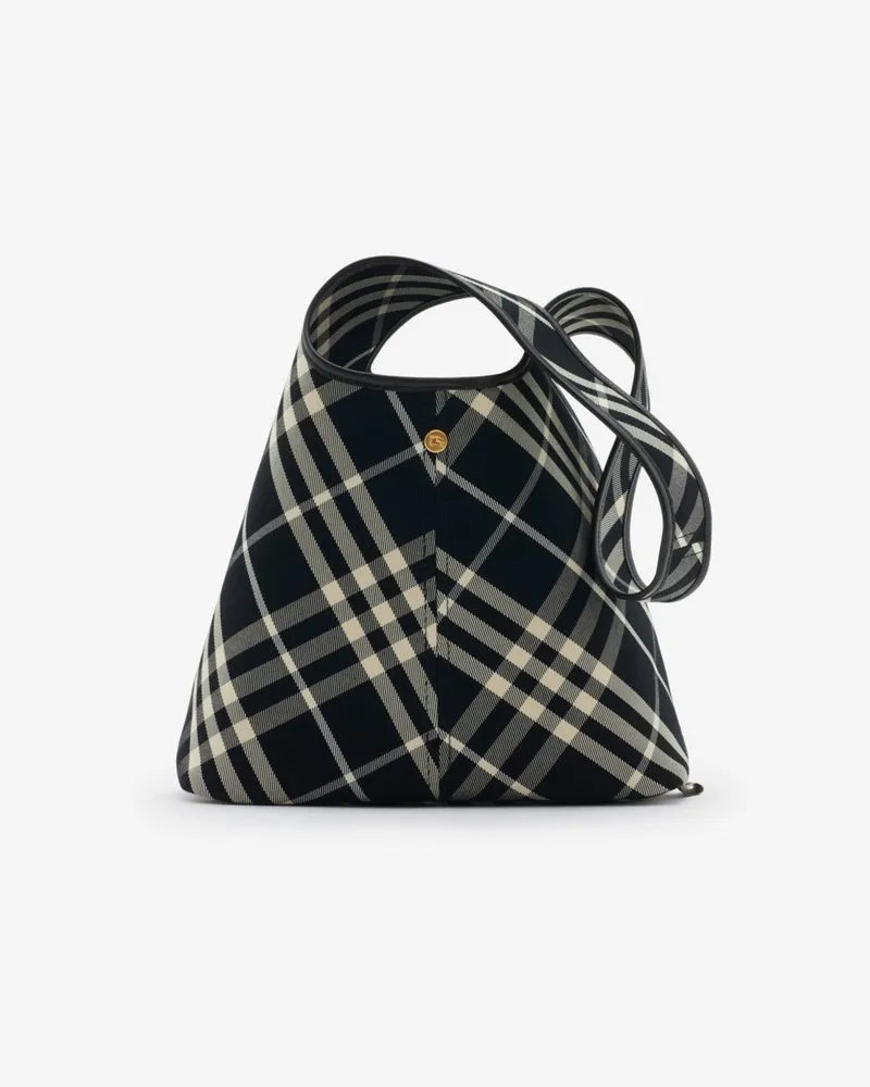 Burberry Kleine Schultertasche in Check Schwarz